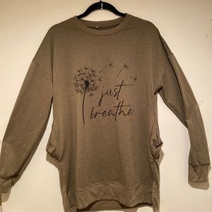 OLIVE GREEN Just Breathe Long Sleeve Sweatshirt